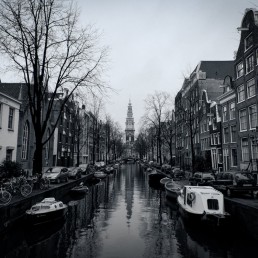 Amsterdam Dec 2011 canal black and white
