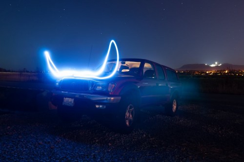Light painting Toyota Tacoma Mike horns