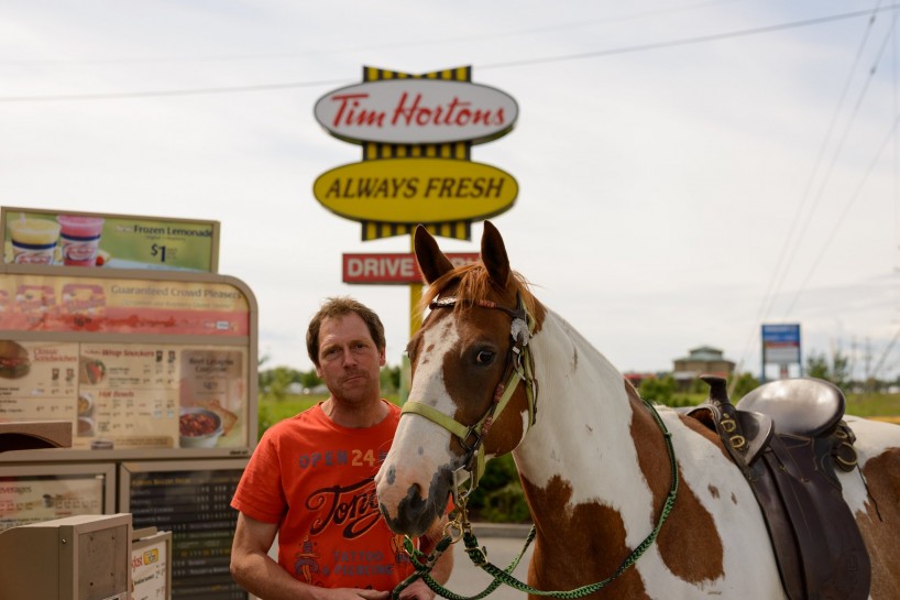 Tim Horton's Drive Through Horse - Quesnel BC July 2012