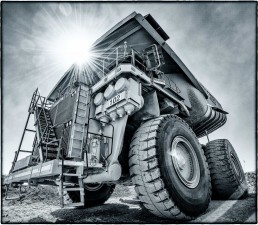 Komatsu Haul Truck Black & White : Copper Mine, Calama, Chile